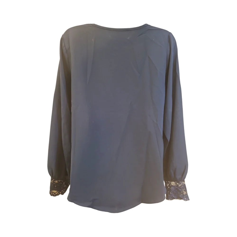 Blue Dolman Sleeve Buttoned Blouse